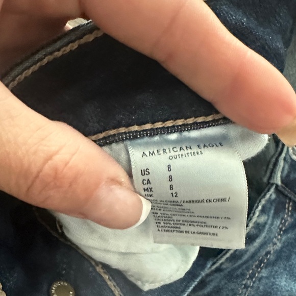 American Eagle Outfitters Women's Ripped Jean Shorts - Dark Blue - Picture 2 of 5